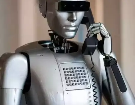 robot contestando al telefono