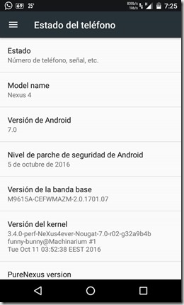 Nexus 4 con Android 7