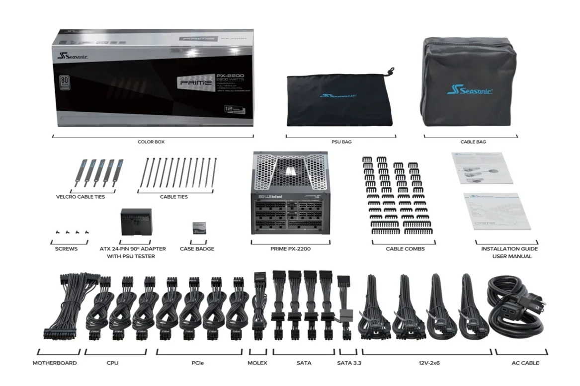 Seasonic Prime atx 3 cables y accesorios