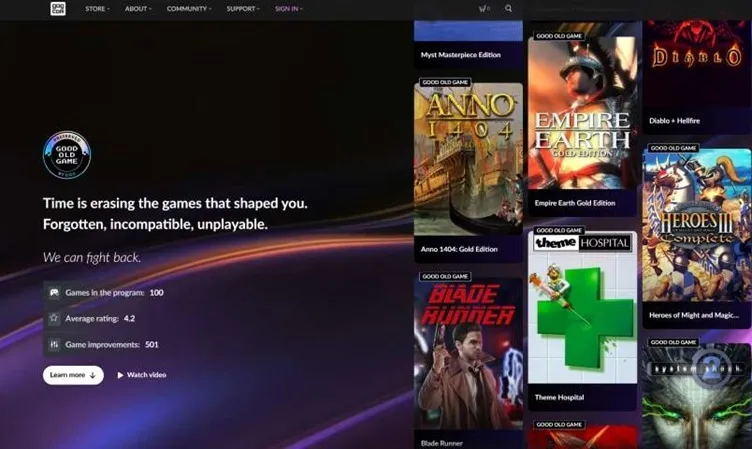 gog programa de preservacion de juegos clasicos