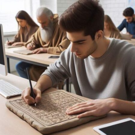 Escribiendo con tablillas de arcilla en clase 1