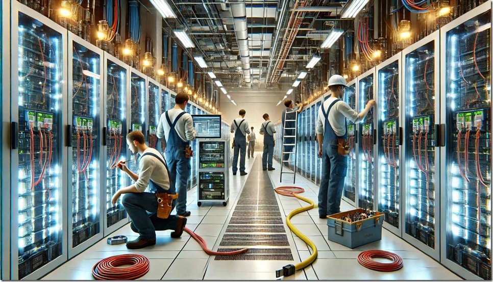 fontaneros trabajando en un centro ia