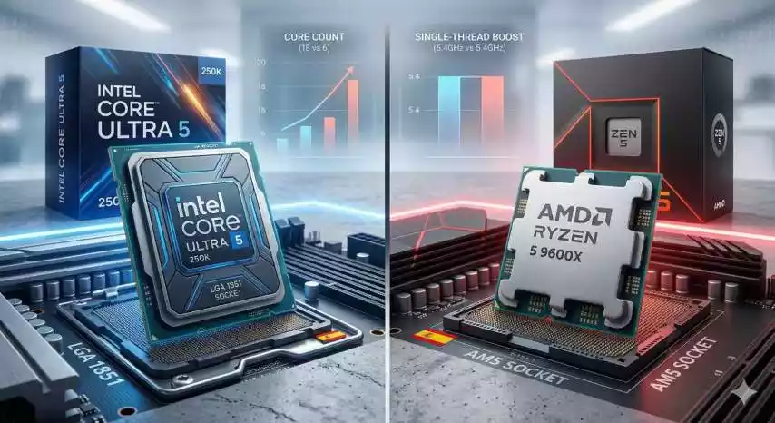 Intel core ultra 5 250k plus frente al amd ryzen 5
