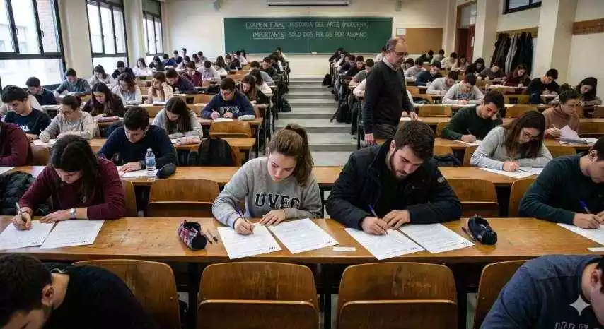alumnos universitarios respondiendo un examen escrito 2