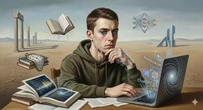 Estudiante preparando un examen de fin de curso con la ayuda de herramientas ia