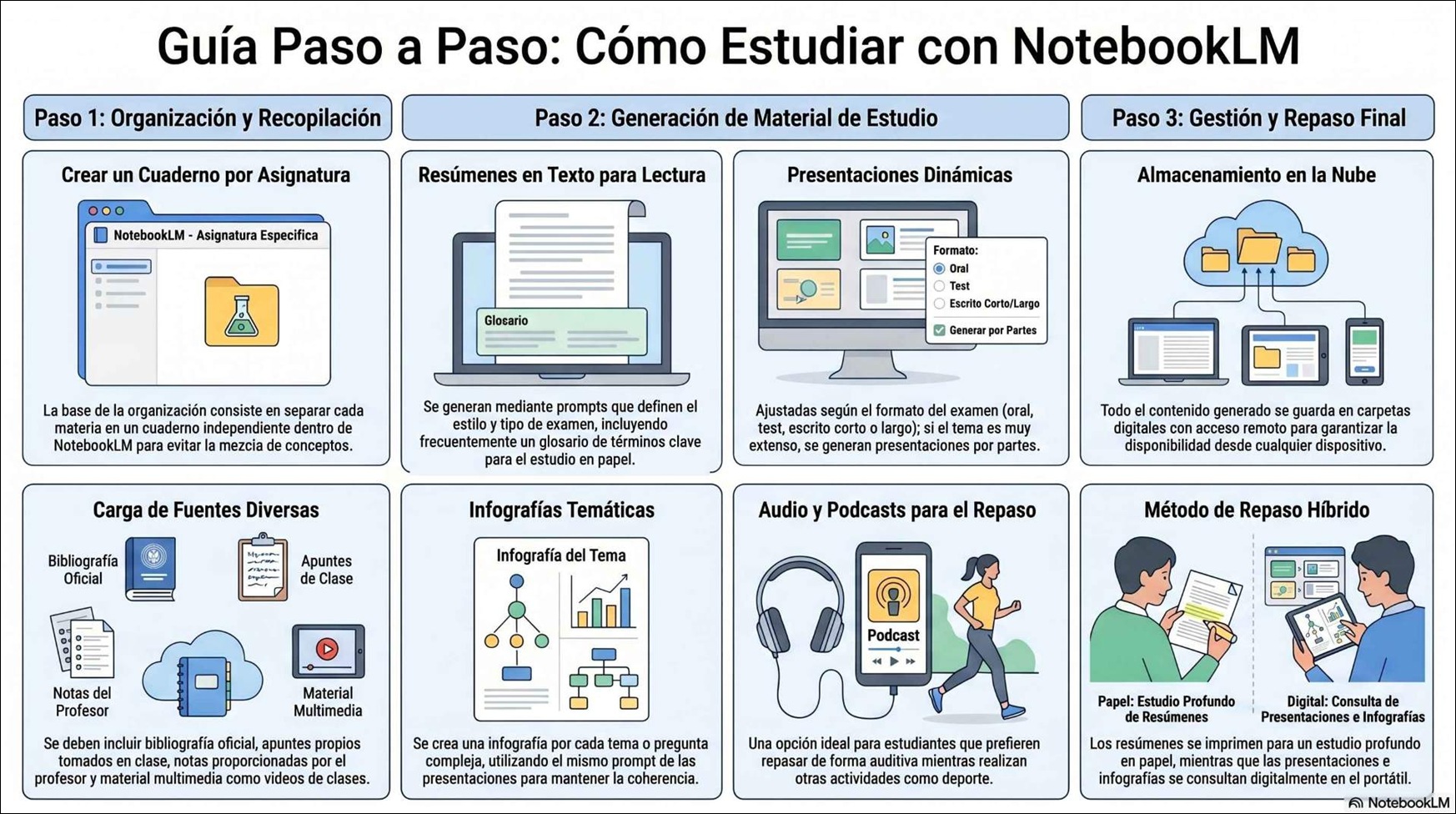 Resumen pasos con NotebookLM en versión didactica