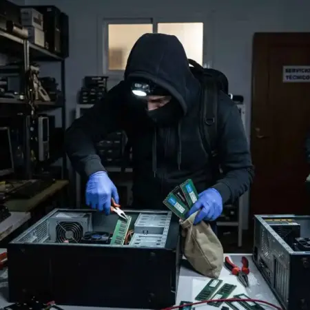 los cacos roban los chips de ram en lugar del PC