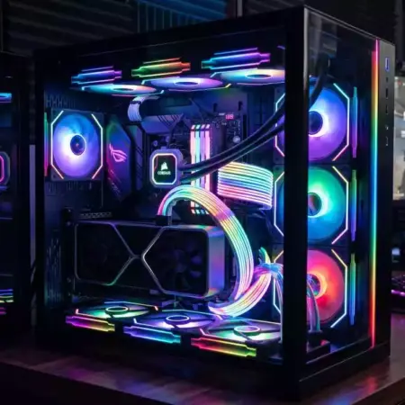 pc gamer con muchas luces