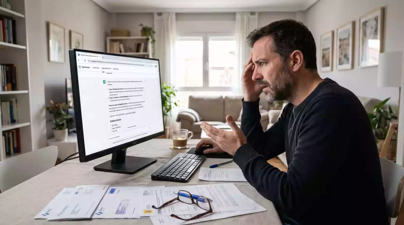 Ciudadano tratando de hacer tramites burocraticos digitales con la administracion