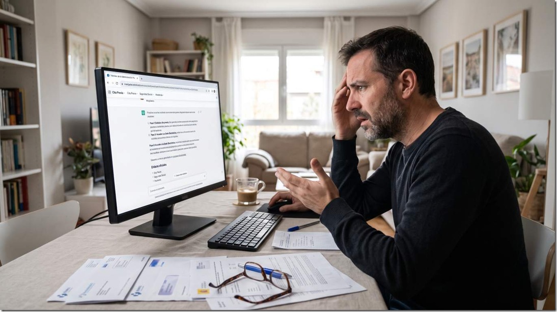 Ciudadano tratando de hacer trámites burocráticos digitales con la administracion